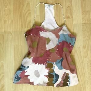 100% Silk Tibi Floral Spaghetti Strap Racer Back Top Women Size 6